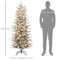 6' Pre Lit Arctic Fir Artificial Flocked Christmas Trees, with Snow Branches, Warm White UL Listed Clear Lights