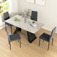 Modern Dining Chairs, Set of 4, High Back Upholstery and Metal Legs for the Living Room, Kitchen, Home Office, Grey