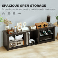 TV Stand with LED Lights, Modern Entertainment Center with Adjustable Glass Shelves, for TVs up to 70 Inch, Black