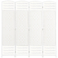 4 Panel Folding Room Divider, Portable Privacy Screen, Wave Fiber Room Partition for Home Office, White