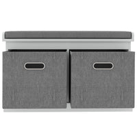 Shoe Storage Bench with Seat, Entryway Bench Seat with Cushion, 2 Fabric Drawers for Hallway, White