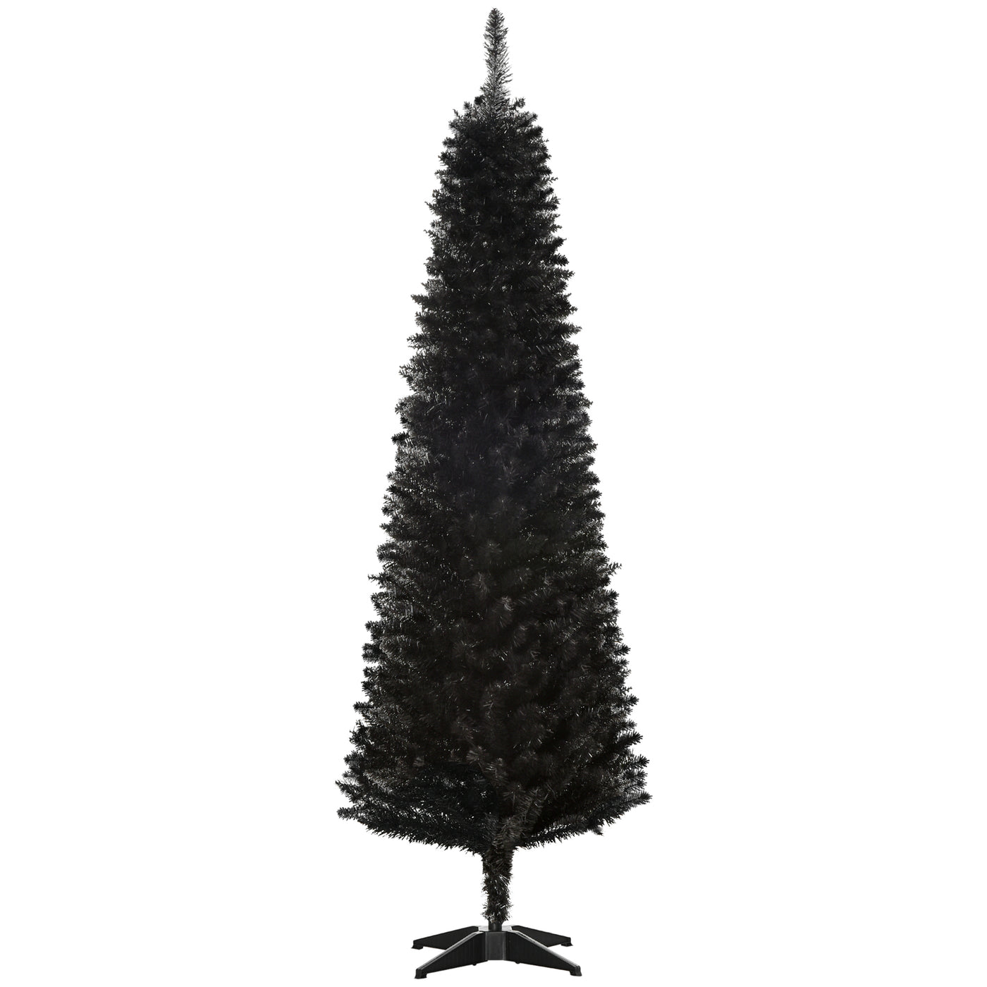 6 Pencil Christmas Tree, Slim Artificial Xmas Tree with Realistic Branches, Sturdy Metal Stand, Black