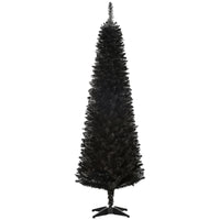 6 Pencil Christmas Tree, Slim Artificial Xmas Tree with Realistic Branches, Sturdy Metal Stand, Black