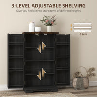 Farmhouse Kitchen Pantry Storage Cabinet, Kitchen Pantry Cabinet with Doors and Adjustable Shelves, Black