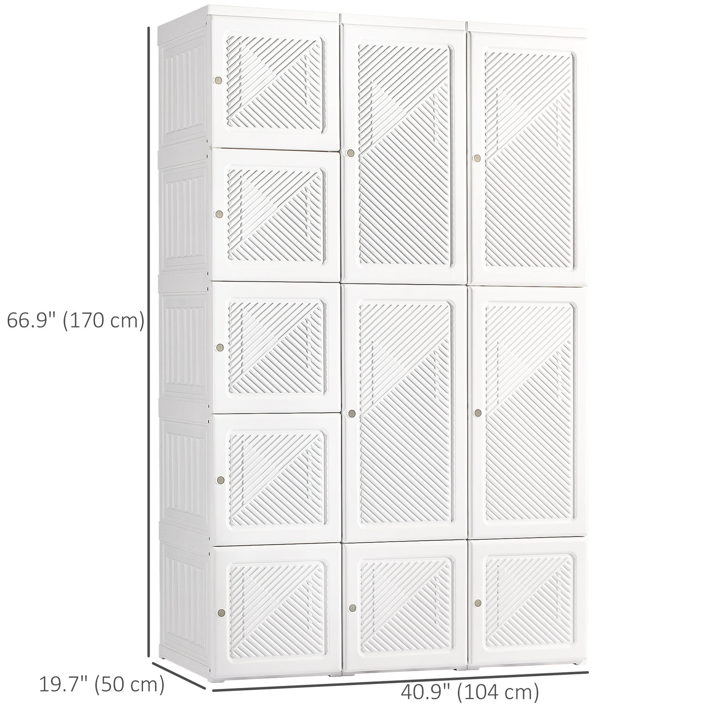 Portable Wardrobe Closet, Folding Bedroom Wardrobe, Clothes Storage Organizer with 8 Cube Compartments, White