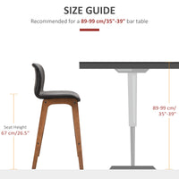 Modern Bar Stools Set of 2, Counter Height Bar Chair with PU Leather Wooden Frame Padding Seats for Dining Room Home Bar, Dark Brown