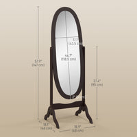 Floor Standing Mirror Full Length Mirror with Adjustable Angle Oval Frame for Dressing Room Bedroom Living Room Coffee
