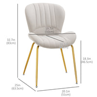 Dining Chairs Set of 2, Modern Accent Chair with Cushioned Backrest, Upholstery for Living Room, Cream White