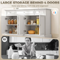 Sideboard Buffet Cabinet, 54" Kitchen Storage Cabinet with Soft-Close Doors, 3 Drawers and 2 Adjustable Shelves, White