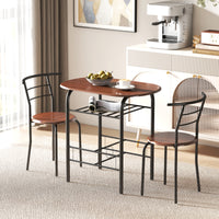 Dining Table Set of 3, 31.5" Kitchen Table and Chairs Set for 2 with Shelf, for Small Space, Dining Room, Living Room