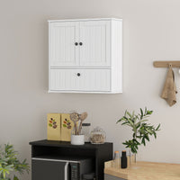 Bathroom Wall Cabinet, Farmhouse Medicine Cabinet with Adjustable Shelves and Flip-Down Door, Over The Toilet, White