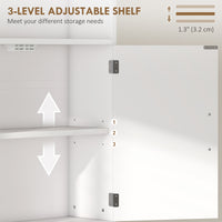 Over The Toilet Storage Cabinet, Freestanding 4-Tier Bathroom Organizer with Adjustable Shelf and 2 Doors, White