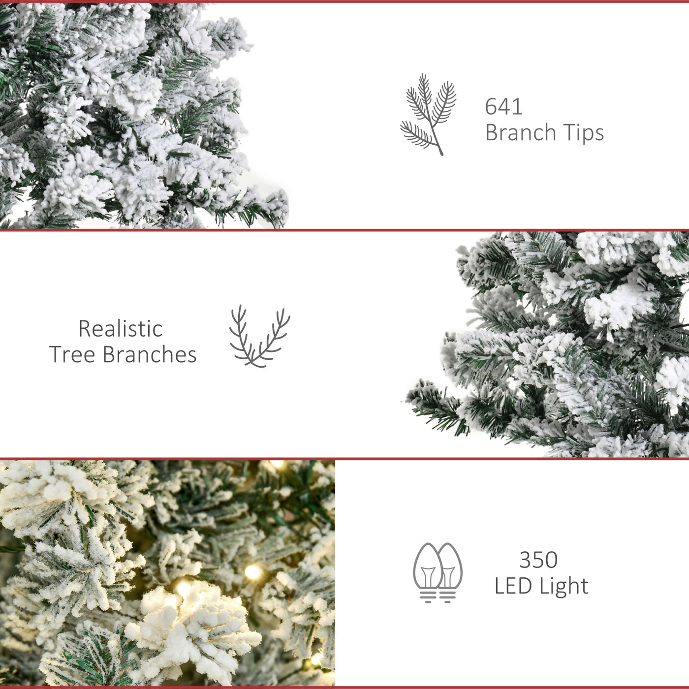 7.5 Feet Christmas Tree Prelit Artificial Snow Flocked with Warm White LED Light, Holiday Home Xmas Decoration, Green White