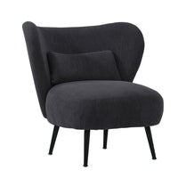 NNEED Lounge Chair with Lumbar Pillow Wingback Velvet Charcoal-0