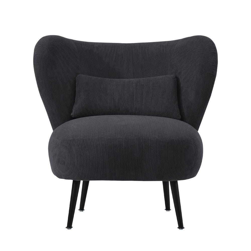 NNEED Lounge Chair with Lumbar Pillow Wingback Velvet Charcoal-1