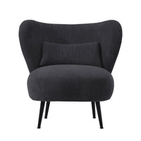 NNEED Lounge Chair with Lumbar Pillow Wingback Velvet Charcoal-1