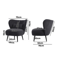 NNEED Lounge Chair with Lumbar Pillow Wingback Velvet Charcoal-2