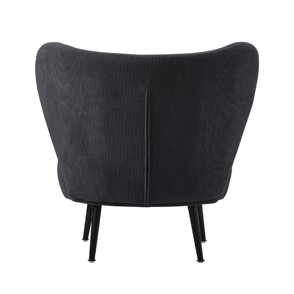 NNEED Lounge Chair with Lumbar Pillow Wingback Velvet Charcoal-4