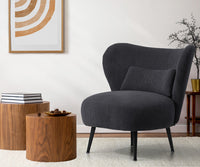 NNEED Lounge Chair with Lumbar Pillow Wingback Velvet Charcoal-3