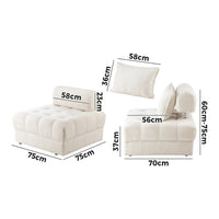 NNEED 4 Seater Boucle Modular Sofa Lounge Chair Armless White-3