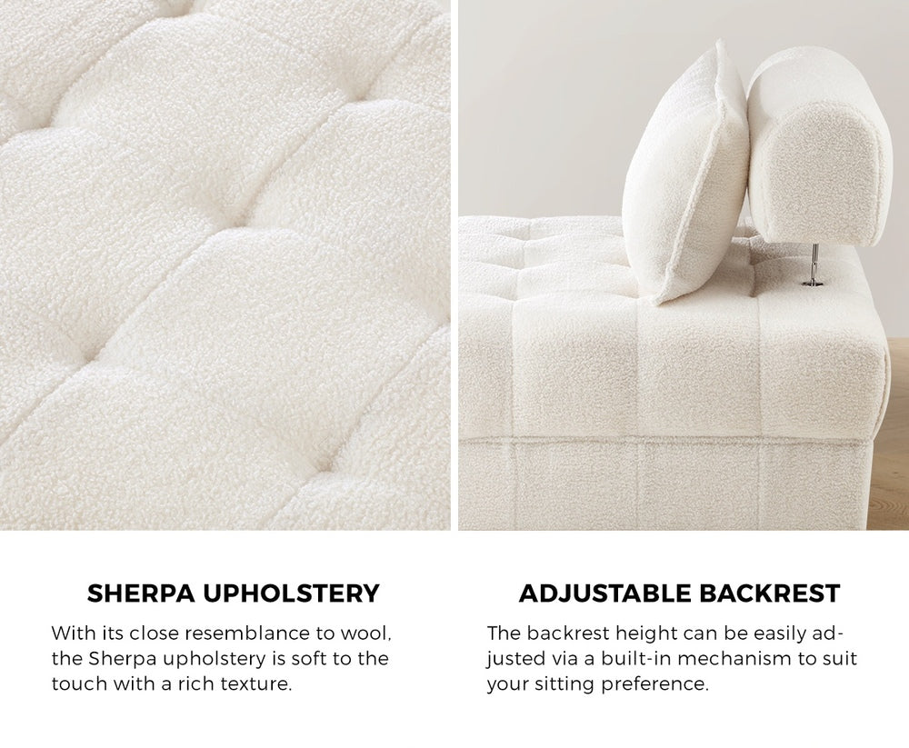 NNEED 4 Seater Boucle Modular Sofa Lounge Chair Armless White-1