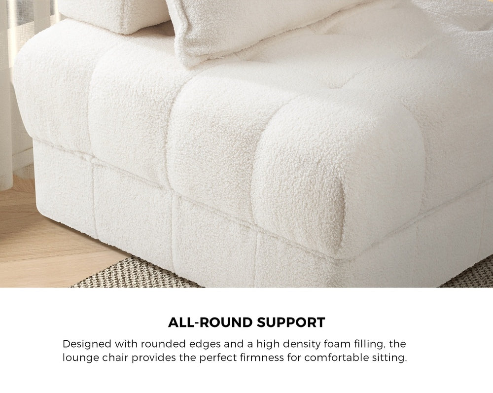 NNEED 4 Seater Boucle Modular Sofa Lounge Chair Armless White-2
