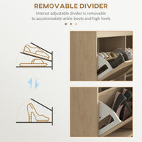 Shoe Cabinet for entryway, Shoe Storage Cabinet with 4 Flip Drawers and Adjustable Shelves for 20 Pairs of Shoes, Oak