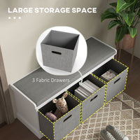 Shoe Storage Bench with Seat, Entryway Bench Seat with Cushion, 3 Fabric Drawers for Hallway, White