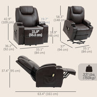 Power Lift Recliner Chair for Elderly, PU Leather Lift Chair with Thick and High Back, Footrest, Remote, Side Pockets, Cup Holders, Reclining Sofa for Living Room, Brown