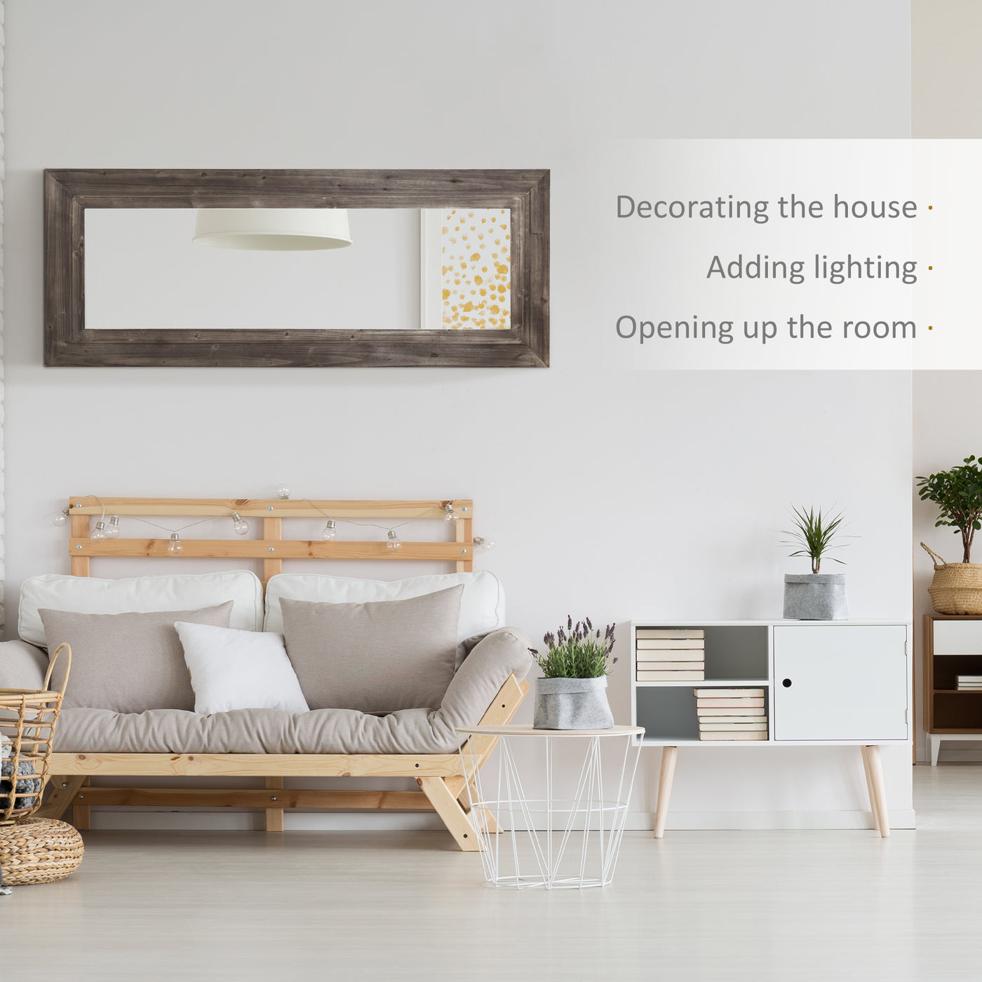 59" x 23.5" Full Length Mirror, Farmhouse Wall Mount and Leaner Floor Mirror, Vertical and Horizontal for Bedroom, Dark Brown