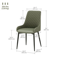 Upholstered Kitchen Chairs, Modern Dining Chairs Set of 2 with Diamond Tufting and Steel Legs for Dining Room, Green