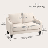 Loveseat Sofa, Modern Couch with Pocket Spring, Linen Upholstered, Thick Padded, Beige