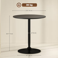 27.6" Round Kitchen Table for 2, Modern Small Dining Table with Wood Veneer, Steel Base for Dining Room, Black