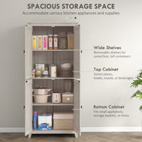 72" Freestanding Storage Cabinet, Kitchen Pantry Cabinet with Doors and Shelves for Dining Room, Grey