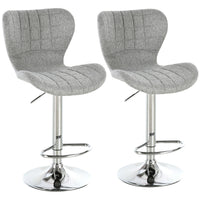 Set of 2 Counter Height Bar Stools Swivel Stool Height Adjustable Bar Chairs with Footrest for Kitchen Dining Home Pub, Grey