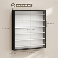7-Tier Display Cabinet, Shot Glass Display Case, Glass Curio Cabinet with Glass Doors, Black and White