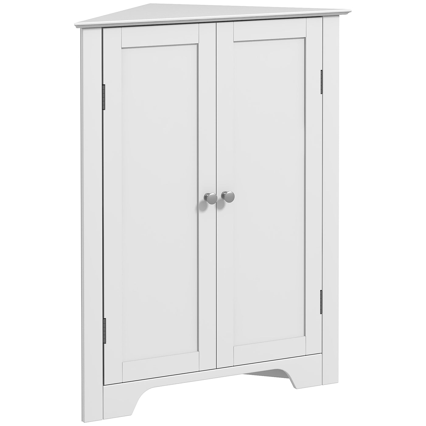 Modern Bathroom Storage Cabinet, Corner Cabinet with Doors, Bathroom Cabinet with Adjustable Shelf and Recessed Door, White