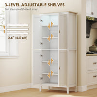 69.5" Tall Kitchen Pantry Storage Cabinet with Motion Sensor LED Light, Modern Kitchen Pantry Cabinet, White