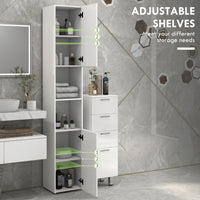 Tall Bathroom Cabinet, High Gloss Storage Cabinet with Doors and Adjustable Shelves, 11.8" x 11.8" x 71.5", White