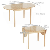 Solid Wood Kitchen Table, Drop Leaf Tables for Small Spaces, Folding Dining Table, Natural
