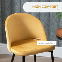 Modern Dining Chairs, Mid-Back Velvet-touch Upholstery Side Chair, Table Chair for Living Room, Dining Room, Yellow, Set of 4