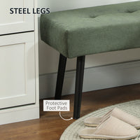 39" Upholstered Ottoman Bench, Corduroy Entryway Bedroom Bench with Padded Seat and Steel Legs for Bedroom, Green