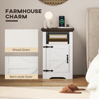 Set of 2 Side Tables, Night Stands with Charging Outlets, White