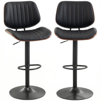 Bar Stools Set of 2, Swivel Counter Height Barstools with Back, Adjustable Height, Black