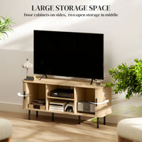 TV Stand Cabinet for TVs up to 55 Inches, TV Unit with Storage Shelves and Cabinets for Living Room, Oak Tone