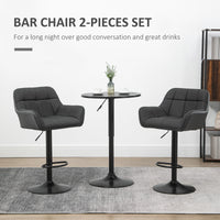 Swivel Barstools Set of 2 Adjustable Bar Stools with Footrest Armrests and PU Leather Back for Dining Room Black, Grey