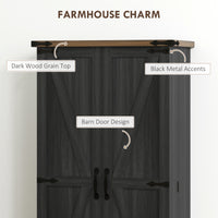 47" Kitchen Pantry Storage Cabinet, Farmhouse Kitchen Pantry Cabinet with Adjustable Shelves and Door Shelves, Black