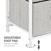 Linen Drawer Cabinet Organizer Storage Dresser Tower with 4 Removable Drawer Metal Frame Adjustable Feet for Living Room, Kitchen, Bathroom, White