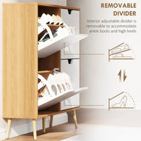 Shoe Storage Cabinet with 4 Flip Drawers and Adjustable Shelf, Shoe Cabinet for 8-16 Pairs of Shoes, Natural