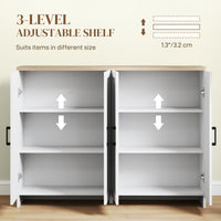 Modern Sideboard Buffet Cabinet, Modern Kitchen Storage Cabinet with 4 Doors Adjustable Shelves, for Dining Room, White